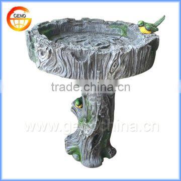 Natural Wooden Color Fiberglass Garden Bird Bath for Garden Decor photo-2