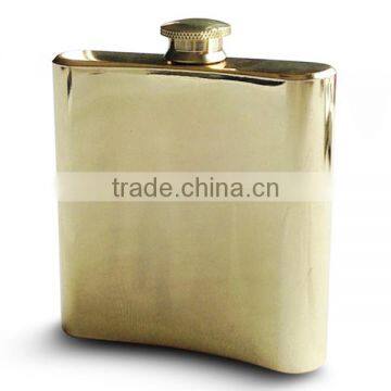 Gold plated stainless steel hip flask