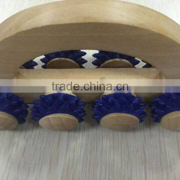 High Quality 8 Wooden Roller Rolling Ball Wheel Massager Slimming Care Fitness Massage Tool photo-2