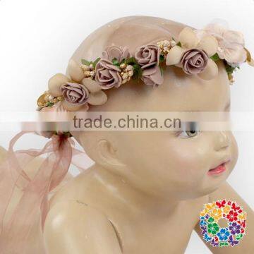 Beautiful Pink Wedding Flower Girl Head Hair Wreath And Matching Bracelet photo-5
