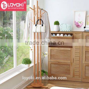 Solid Beech Wood Coat Rack Hall Tree Hat Purse Display Stand photo-2