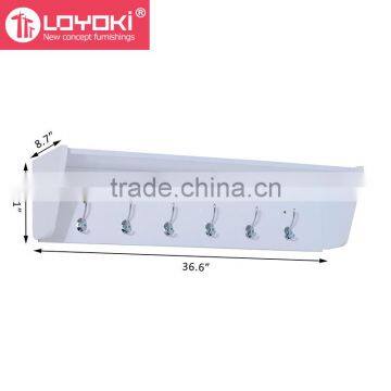 2016 High Quality Floating Entryway Shelf and Coat Rack MDF Wood Wall Shelf With 6 Hooks Wall Display Key Holder Wall Shelf photo-2