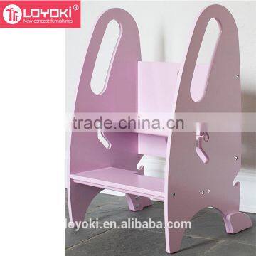 Adjustable Height Child Step Stool Kitchen or Bathroom Kids Footstool Wooden Non-Tip Design for Kids Foot Stool photo-5