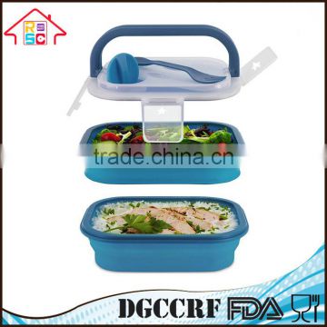 FDA & LFGB Silicone Collapsible Double Layer Lunch Box