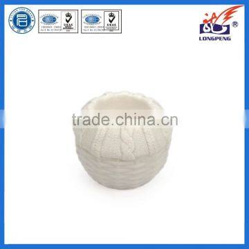 Eco-Friendly Elegant White Knitted Ceramic Candle Holders