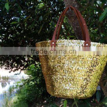 Eco Friendly Natural Bamboo Sequin Basket With Liner photo-4