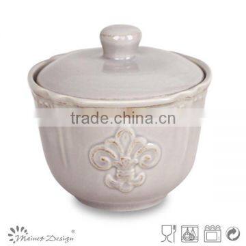 Grey With White Dots Ceramic Sugar Pot photo-3