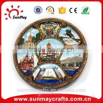 Wholesale custom 3D ceramics Russia souvenir plate for sale