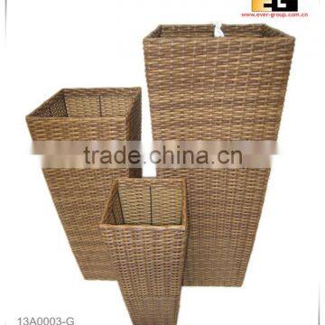 PE/Plastic Rattan Square With Liner Deco Flower Vase photo-5