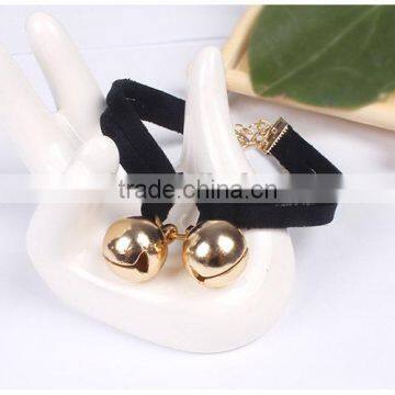 Gold Bell Charms Suede Leather Bracelet photo-3
