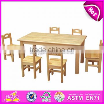 High quality kindergarten table and chairs natural wood daycare furniture W08G209-S