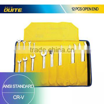 12 pcs mirror surface double end wrench set,ANSI double open end wrench set,metric CR-V anti-rust double open end wrench set