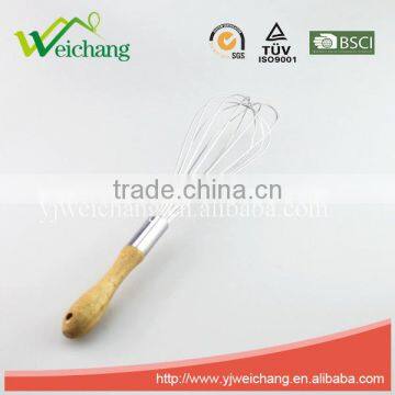 WCHL05 Hot Sale Stainless Steel Egg Beater Oak Wood Handle Egg Whisk photo-3