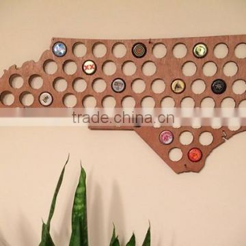 hot selling beer cap maps bottle beer soda pop wood cap organizer