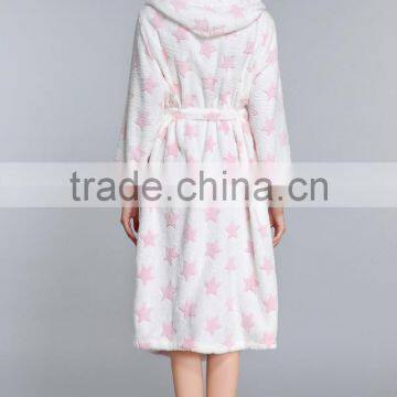 Ladies Burnout Printed Coral Fleece Bath Robe,Bathrobe/bath Gown/robe/sleepwear/nightwear photo-2
