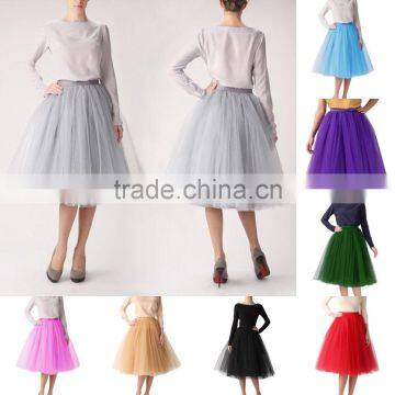 Guangzhou clothing fashion multi layers long tulle skirts high waist women tutu skirt