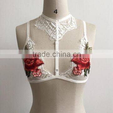 Newest Ladies Fancy Sexy Bra Design Wholesale Embroidery Transparent Lace Bralette Tops photo-5