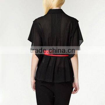 High Fashion Trendy Designed Batwing Sleeves Female Office Uniform Designs Ladies Fancy Tops photo-3