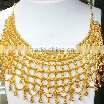 Indian Bridal Layered Necklace Dubai Gold Plated Necklace Set