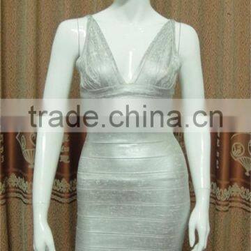 2015 High Quality Women Silver Foil Print Sexy Short Bodycon HL Cocktail Party Dress photo-5