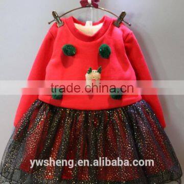 2016 children winter new girl cute Christmas constume party wear dress