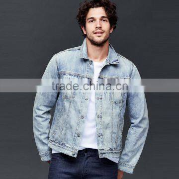 classic light blue vintage denim jacket for men custom printed