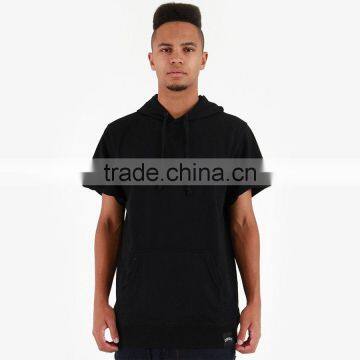 Cheap Black/grey Thin Fleece Blank Hoodie Short Sleeve Pullover Hoodie photo-2