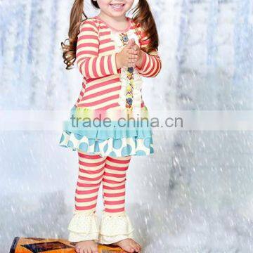 Chirstmas outfit red stripe top and ruffle pants christmas clothing set christmas outfit