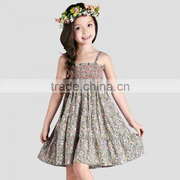 S60729B Child Summer Braces Style Girls Dress Floral Beach Dress photo-4