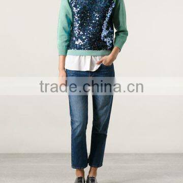 Sequined Lady Wholesale Crewneck Sweatshirt