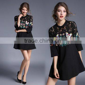 OEM fashion latest ladies summer embriodery dress , women wholesale cotton dress