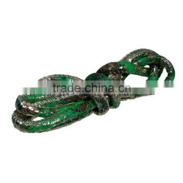 Silver Green Pattern Round PU Leather Cord