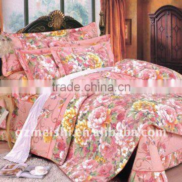 shivering flower printed cotton bedding set