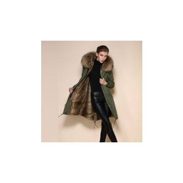 2016 Winter Genuine Raccoon Fur Coat for lady