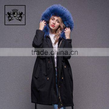 Women Fashion Style Rex Rabbit Fur Lining Coats Raccoon Fur Hooded Jacket Winter Parka