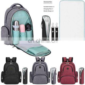 Baby Diaper Bag Travel Backpack Anti-water with Changing Pad and Stroller Straps