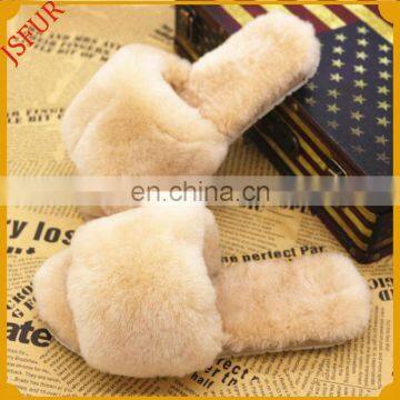 Real Rex Rabbit Fur Shoes Wholesale Women Slipper Flip Flop