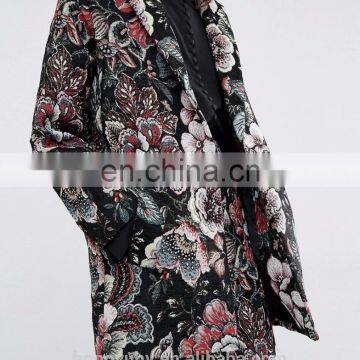 2016 New Black women fashion style wax african flower printing fringe jacket cardigan autumn kimono EZ2903