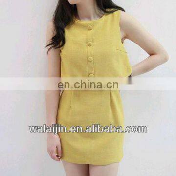 Wholesale ladies sleeveless yellow dress