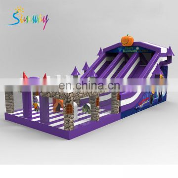 Sunway Hallloween Inflatable Slide Giant Pumpkin monsters Slide