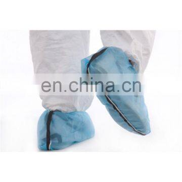 Esd shoe covers with plastic conductive ribbon