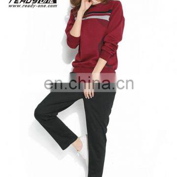 OEM Pocket Design Black Tapered Joggers Fleece Full Zip Plain Tracksuit for Women