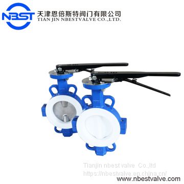 D71F-10C PTFE Lined Seal  Wafer Lever Cast Iron Butterfly Valve