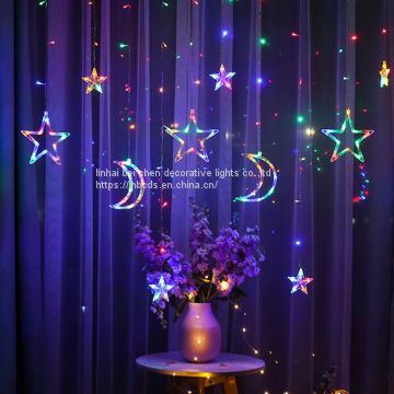 High Quality outdoor indoor moon& star curtain icicle string lights wholesale