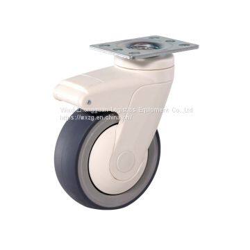 57series single piece full plastic caster wheel with brake