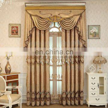 European style rural style coffee chenille embroidery curtain hollow-out gold silk embroidery curtain fabric ready made