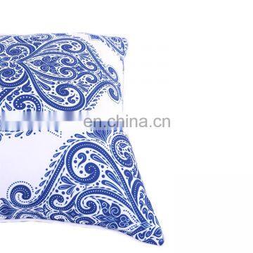 Chinese Style Blue and White Porcelain Design Polyester Canvas Outdoor Cushion Cover With White Piping and Invisible Zipper photo-5