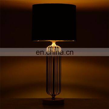 Top Sale Hotel Home Desk Decoration Metal Gold Study Table Lights With Black Lampshade photo-6