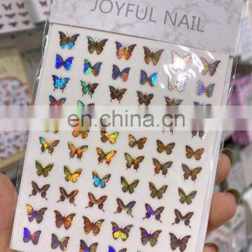 JOYFUL 01-10 Nail Stickers 3D Ultra-thin Nail DIY Decoration Gradient Laser Holographic Butterfly Nail Sticker photo-6