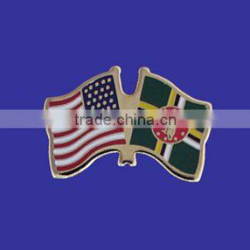 Custom design high quality cloisonne hard enamel filled USA Dominica World Flag Lapel Pin